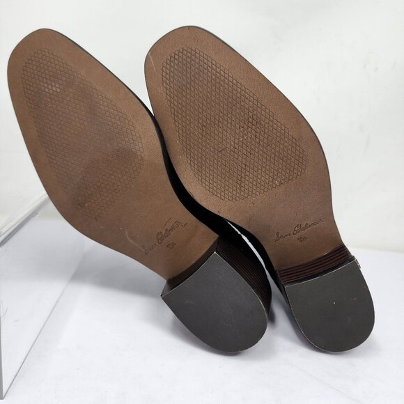 Sam Edelman Size 8.5 Bronson Black Suede Chelsea Boots Stacked Block Heel - Picture 10 of 10